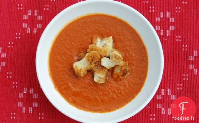 Soupe de Tomates Rôties à la Cassonade et Croûtons de Cheddar