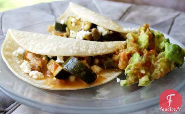 Tacos de Maïs aux Courgettes avec Fresque Queso