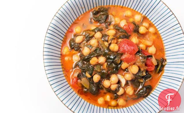 Vegan: Garbanzos con Espinacas y Jengibre (Ragoût de Pois Chiches et Épinards Espagnols au Gingembre)