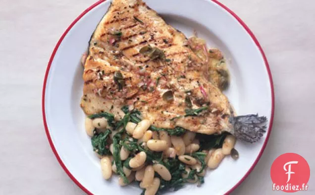 Truite Grillée aux Haricots Blancs et Vinaigrette aux Câpres