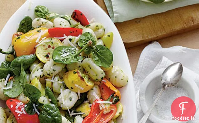 Gnocchis de Légumes Rôtis au Pesto aux Épinards et aux Herbes