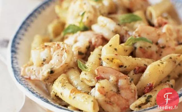 Crevettes et Pâtes à la Sauce Crémeuse au Pesto