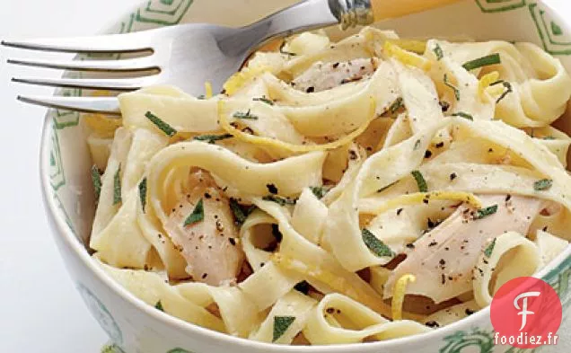 Linguine à la Dinde, au Basilic et à la Crème Fraîche