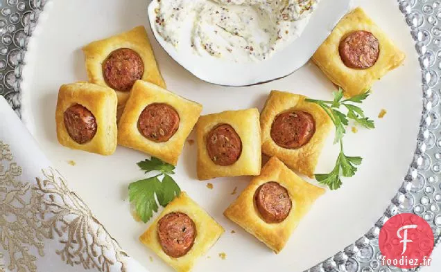 Bouffées de Saucisses de Poulet avec Sauce Crémeuse à la Moutarde