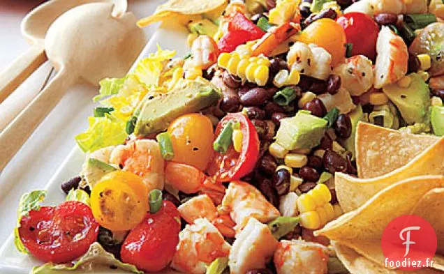 Salade de Haricots Noirs, Maïs et Crevettes