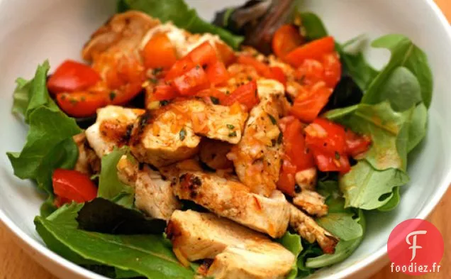 Dîner ce soir : Poulet à la Vinaigrette Tomate-Safran aux Légumes Verts mélangés