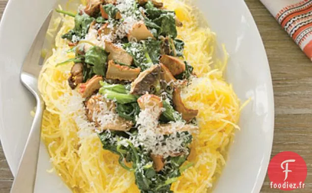 Courge Spaghetti aux Épinards Sautés