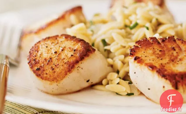 Pétoncles Poêlés à l'Orzo de Citron