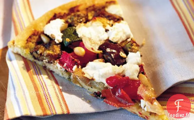 Pizza aux Légumes Rôtis et au Fromage de Chèvre