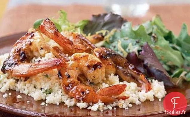 Crevettes sur Canne à Sucre avec Glaçage au Rhum