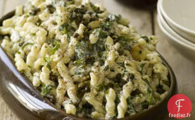 Pâtes Crémeuses Aux Épinards Et Câpres Frites