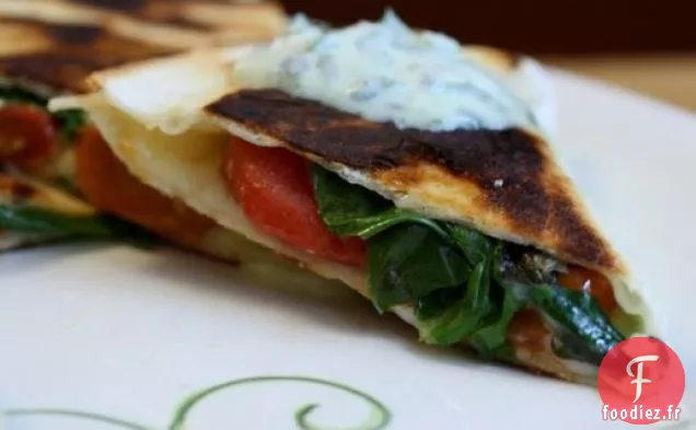 Mangez pour huit dollars: Quesadillas de Tomates rôties à la Crème de Coriandre