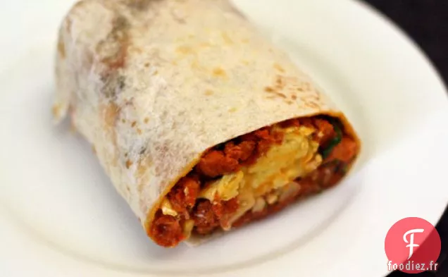 Dîner ce soir: Petit-déjeuner Burrito au Chorizo, Pomme de Terre et Œuf