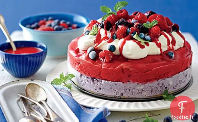Gâteau à la Crème Glacée Rouge, Blanche et Bleue