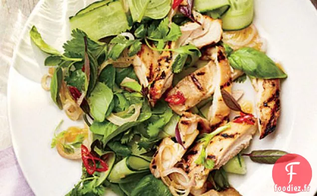 Cuisses de Poulet Grillées avec Salade de Basilic Thaï