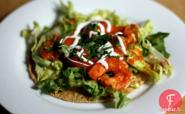 Dîner Ce soir: Tostadas de Crevettes Étouffées