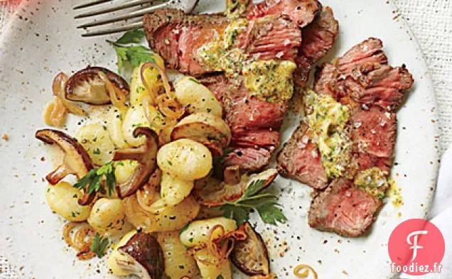 Steak aux Gnocchis aux Champignons