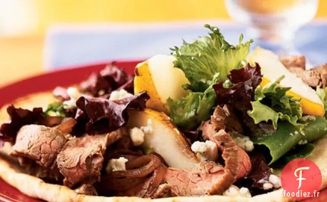 Sandwichs au Steak, aux Poires et au Gorgonzola à face Ouverte