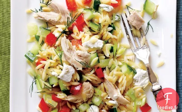 Orzo Citronné - Salade Végétarienne au Poulet