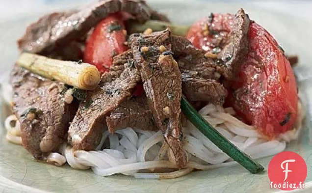 Steak Chinois aux Cinq Épices avec Nouilles de riz