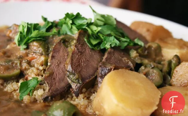 Cœur Braisé aux Olives, Dattes et Cannelle