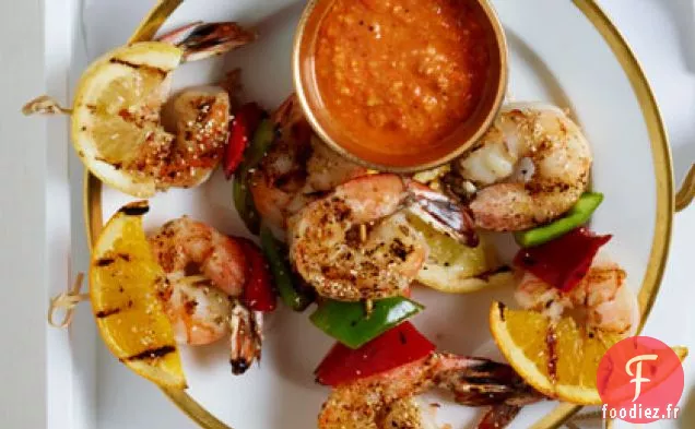Brochettes de Crevettes Grillées et d'Agrumes