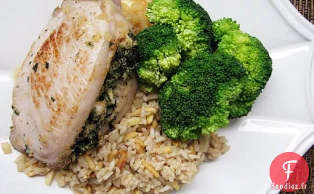 Côtelettes de Porc Farcies aux Épinards et au Fromage de Chèvre