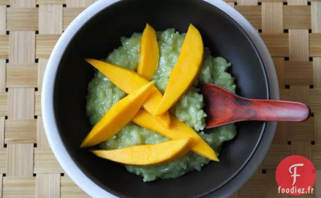 Riz au Lait Pandan à la Noix de Coco d'inspiration Thaïlandaise à la Mangue Fraîche