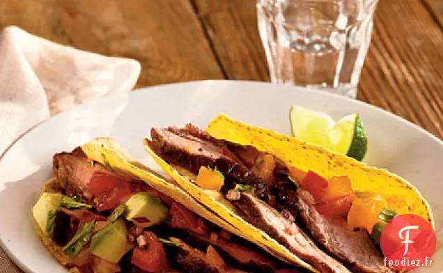 Steak de Flanc Grillé à l'Avocat et Salsa aux Deux Tomates