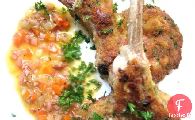 Escalopes d'Agneau Reformées (Côtelettes d'Agneau Panées au Jambon)