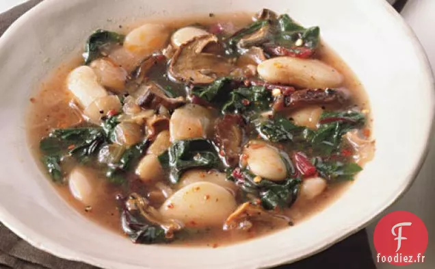 Haricots De Lima Aux Champignons Sauvages Et Blettes