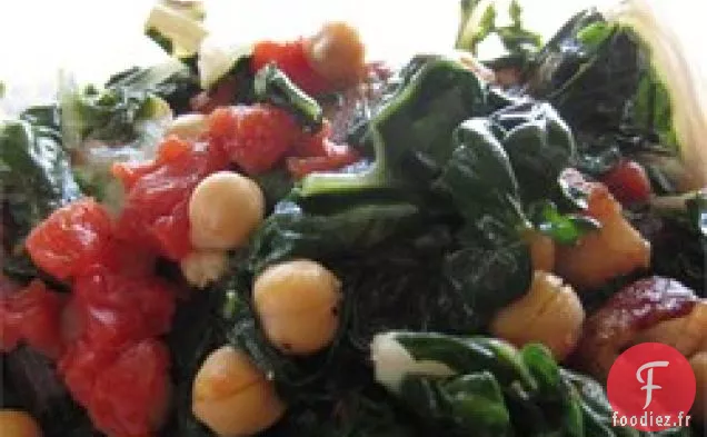 Blettes aux Haricots Garbanzo et Tomates Fraîches