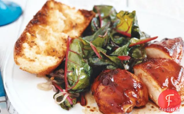 Poitrines de Poulet Grillées à la Mélasse et à la Bette à Carde Sautée