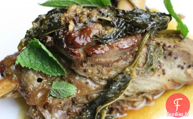 Jarrets d'Agneau Braisés à la Moutarde et à la Menthe