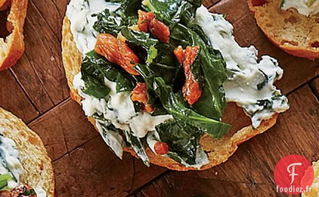 Crostini au Jambon et aux légumes verts