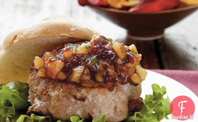 Burgers de Dinde au Chutney aux Canneberges et aux Pêches