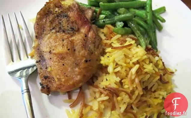 Poulet à la Poêle avec Riz-A-Roni maison et Haricots Verts