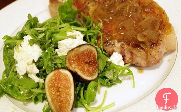 Côtelettes de Porc Faciles avec Salade de Figues et de Roquette