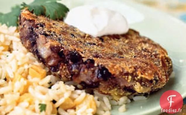 Galettes de Haricots Noirs Cubains avec Riz à l'Ananas