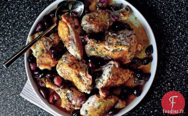 Poulet Rôti aux Raisins, aux Olives et au romarin de Smitten Kitchen
