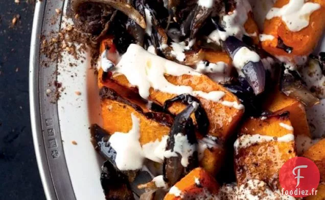 Courge Musquée Rôtie et Oignon Rouge au Tahini et Za'atar de Jérusalem
