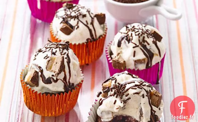 Cupcakes À la Crème Glacée Au Chocolat Et Au Caramel