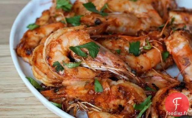 Ail sauté et Crevettes Sriracha