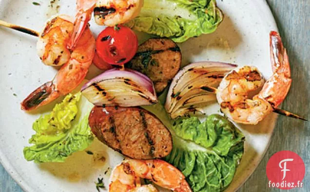 Brochettes de Crevettes et d'Andouille