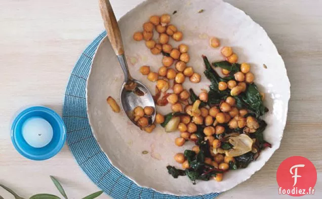 Haricots Garbanzo Rôtis Et Ail À La Bette À Carde