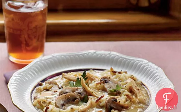 Soupe de Poulet, Champignons et Riz Sauvage