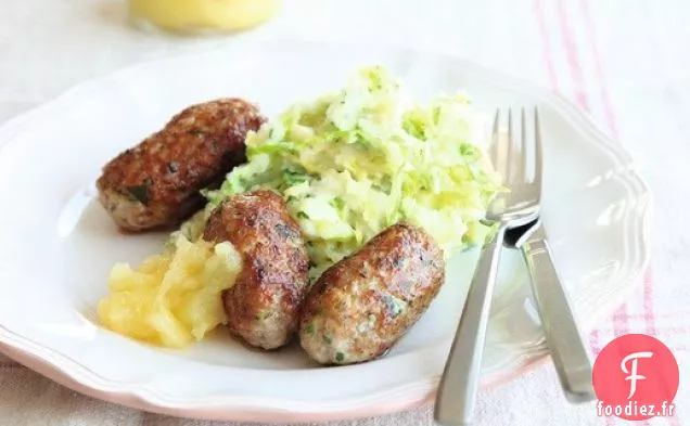 Saucisses de Porc maison de Rachel Allen avec Colcannon et Compote de pommes