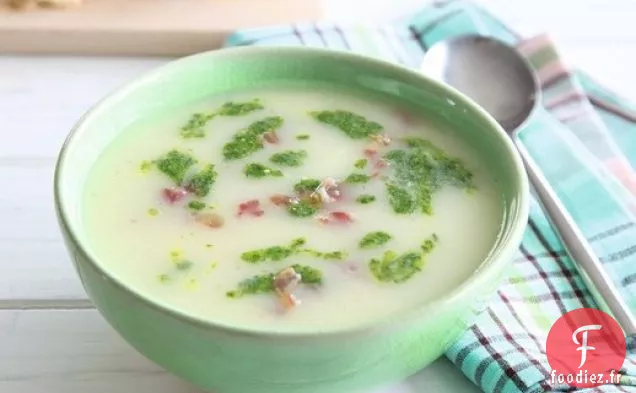 Soupe de Pommes de terre, Poireaux et Bacon fumé de Rachel Allen