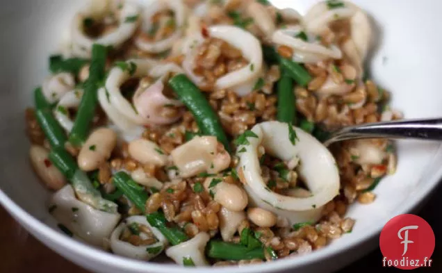 Salade Farro aux Calmars, Haricots Blancs et Haricots Verts