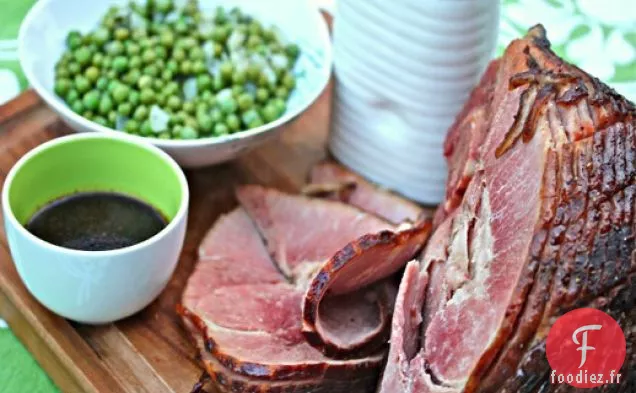 Jambon Glacé Au Balsamique Aux Petits Pois Anglais Au Basilic